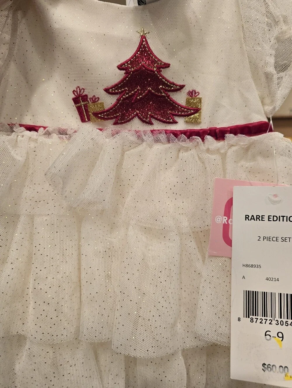 Rare Editions Christmas Holiday Dress With Matching Diaper Cover. Nwt